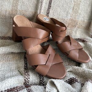Seychelles Brown Stacked Sandal Leather